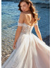 Detachable Straps Beaded Sequins Pearls Most Beautiful Wedding Dress